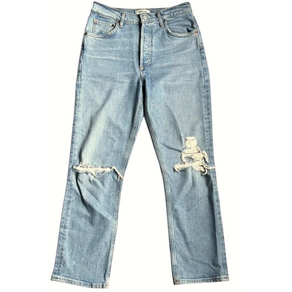 AGOLDE Riley High Rise Straight Crop Jeans Distressed Aged Wash‎ Size 26